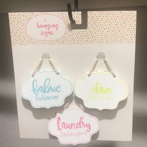 Wooden Hanging Organizer Laundry Label Signs